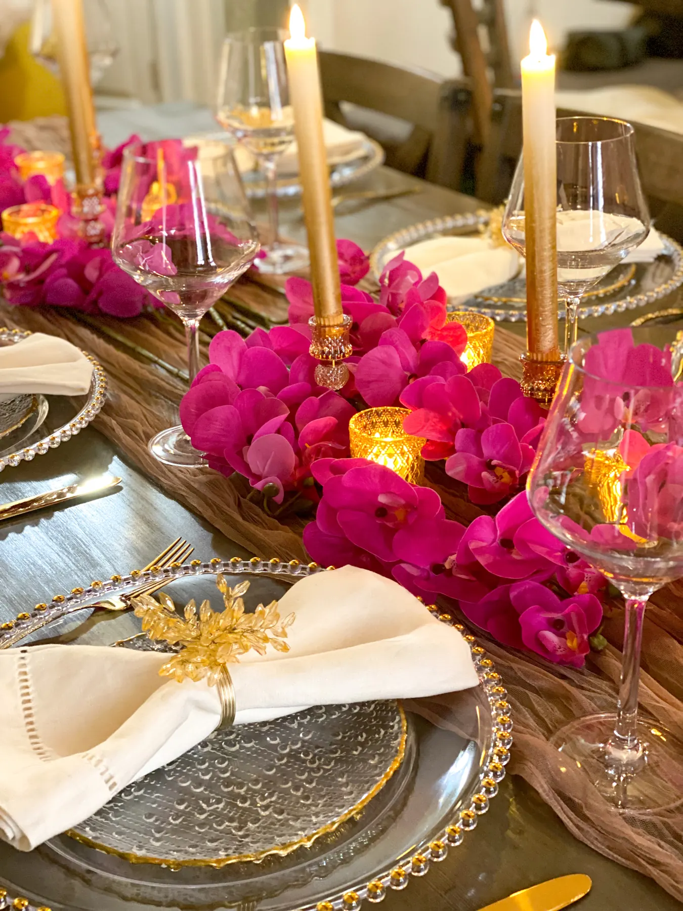 Magenta florals and gold